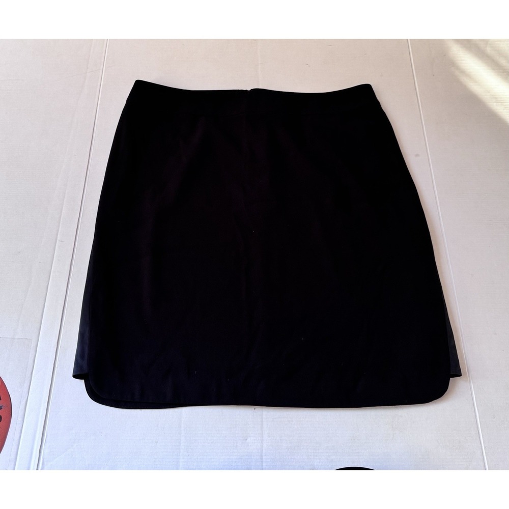 EILEEN FISHER Skirt Large With Silk Trim A-line Knee Length Slit Back Zip Large